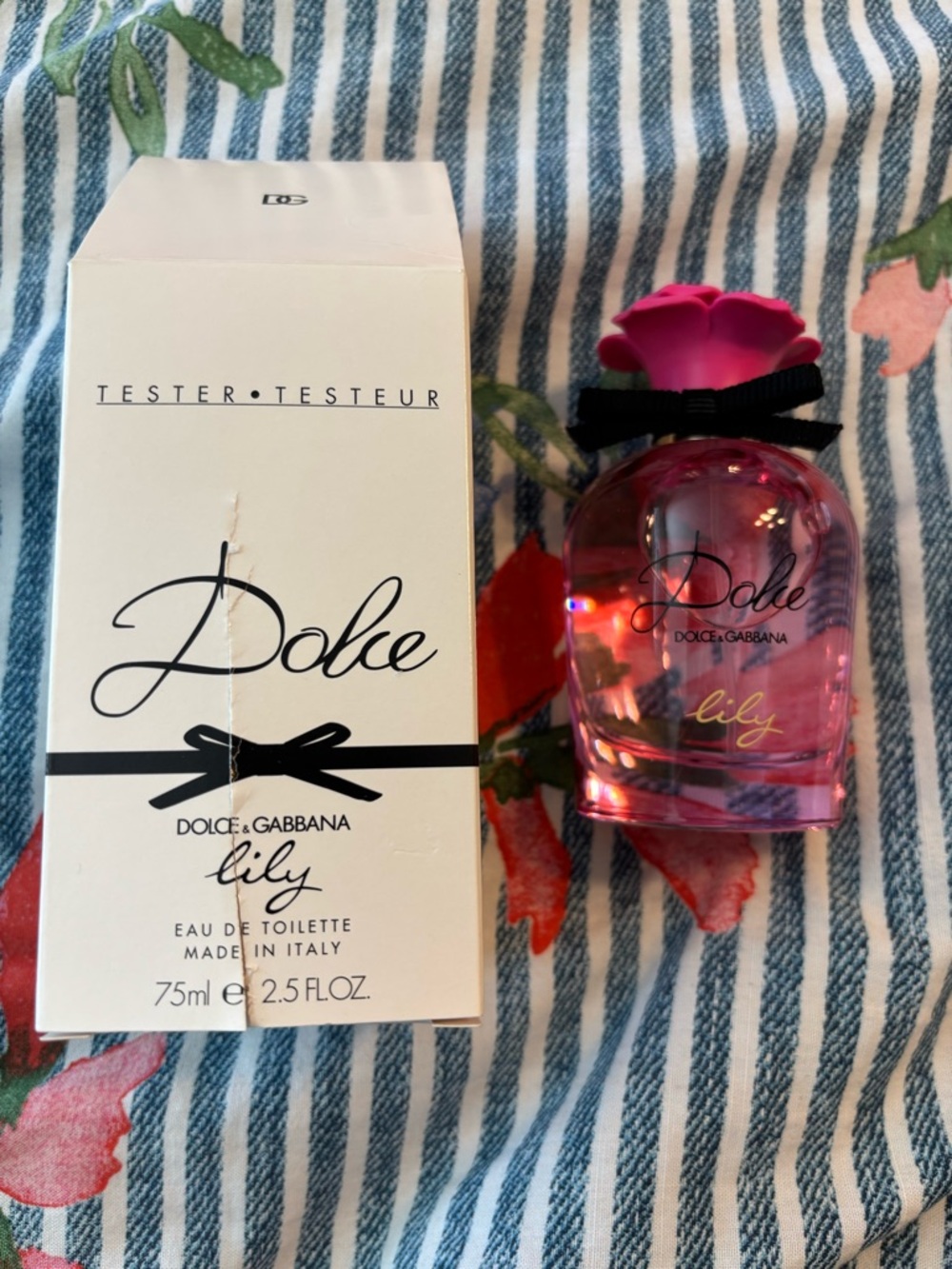 Dolce & Gabbana Lily Pink Glass Bottle with Floral Cap new in  tester box